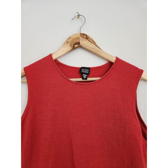 Eileen Fisher Red Merino Wool Blend Sleeveless Knit Tank Top | Size L - Picture 2 of 9